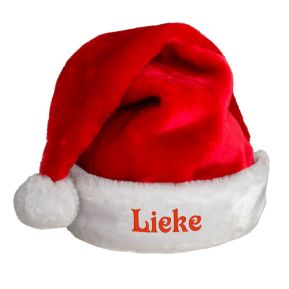 Kerstmuts borduren - rood pluche