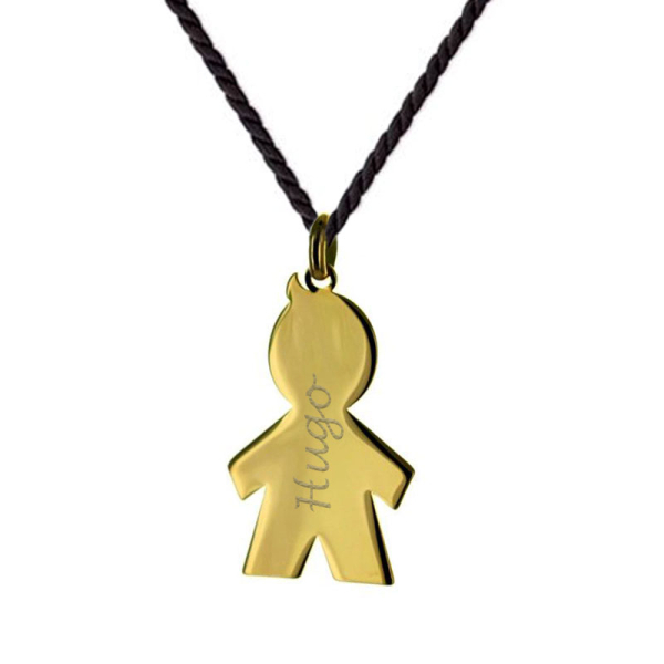 Ketting met jongetje hanger personaliseren - goud verguld