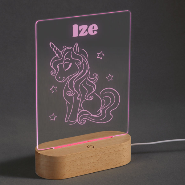 Nachtlampje met gravure - Sprookje - roze