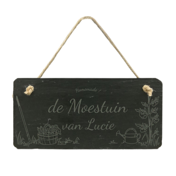 Leisteen deurbordje - Tuin 