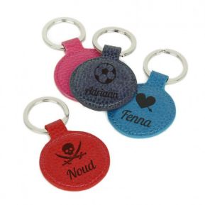 Leren sleutelhanger met design gegraveerd Leren sleutelhanger met design gegraveerd