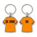 Sleutelhanger voetbalshirt met naam-oranje