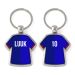 Sleutelhanger voetbalshirt twee kleuren met naam-blauw