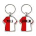 Sleutelhanger voetbalshirt twee kleuren met naam