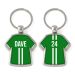 Sleutelhanger voetbalshirt twee strepen met naam-groen