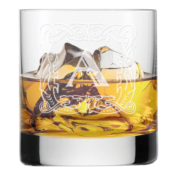 Whiskyglas gegraveerd met initiaal-antiqua
