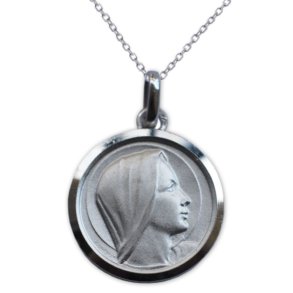 Zilveren doop medaillon graveren - Heilige Maria