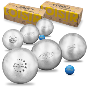 2 sets van 3 OBUT petanqueballen met motief