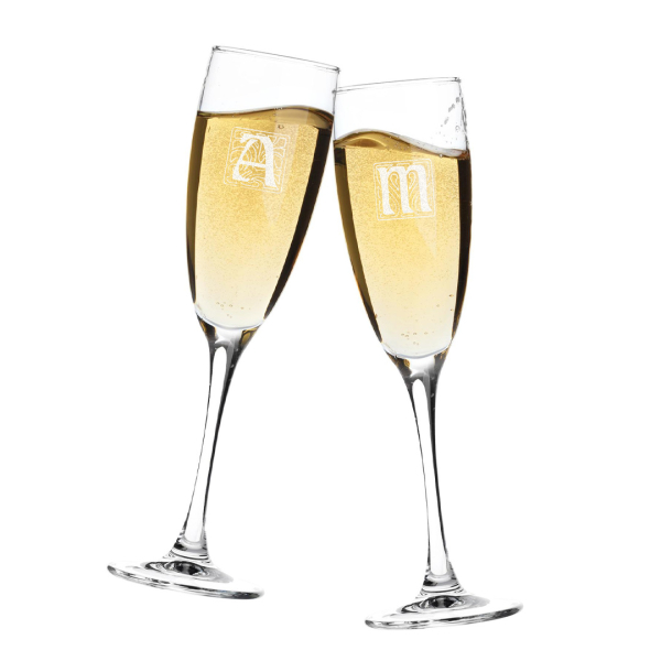 Champagneglas met initialen graveren - stone