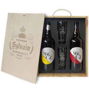 Bierpakket personaliseren - 2 flessen en 2 glazen - Label design