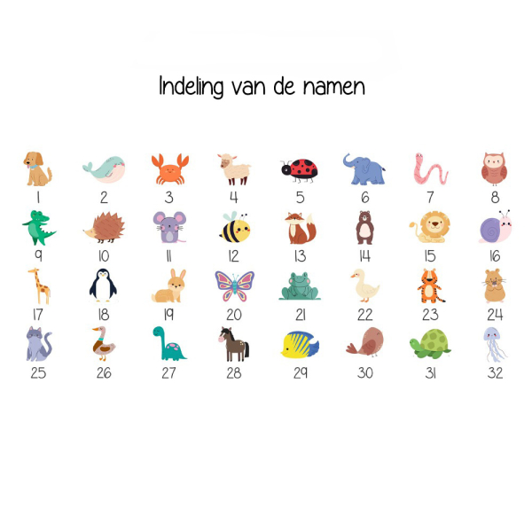 Bedrukt etui Bedankt met dieren en voornamen