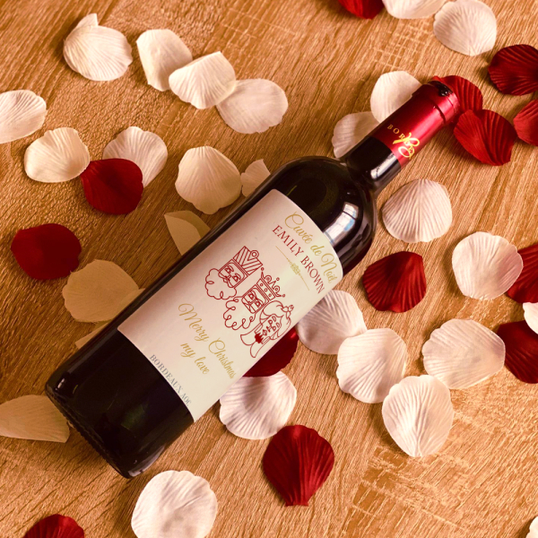 Fles wijn met Feestdagen etiket bedrukken