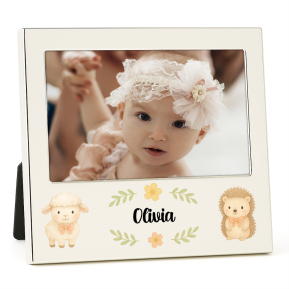 Fotolijst zilverkleurig bedrukt voor doop of geboorte Fotolijst zilverkleurig bedrukt voor doop of geboorte