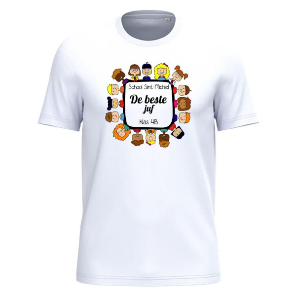 Gepersonaliseerd dames T-shirt Dank u Juf 100% katoen