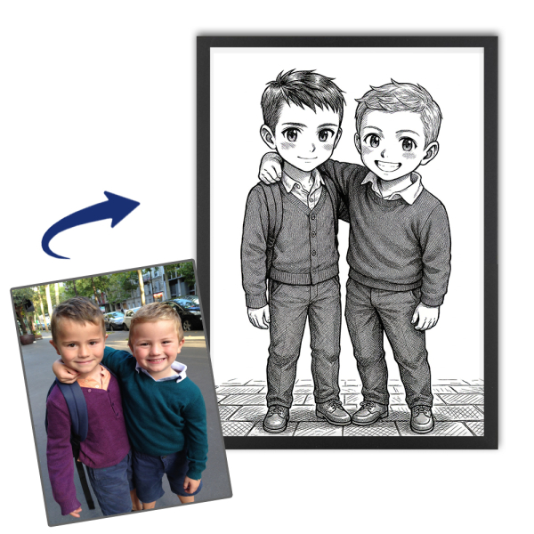 Gepersonaliseerd portret in vintage mangastijl