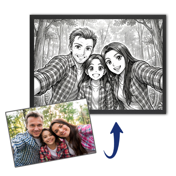 Gepersonaliseerd portret in vintage mangastijl