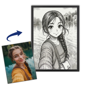 Gepersonaliseerd portret in vintage mangastijl