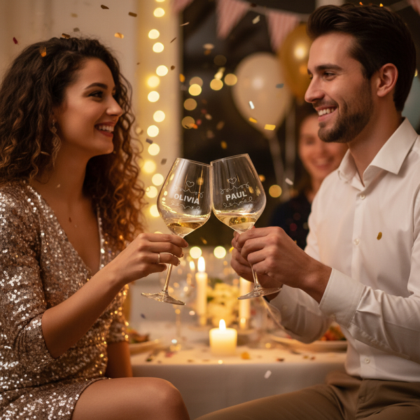 Gepersonaliseerde cadeauset met 2 wijnglazen Cheers