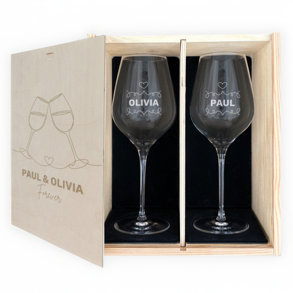 Gepersonaliseerde cadeauset met 2 wijnglazen Cheers