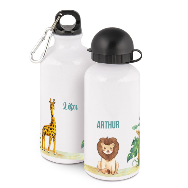 Gepersonaliseerde drinkfles Jungle met diertje