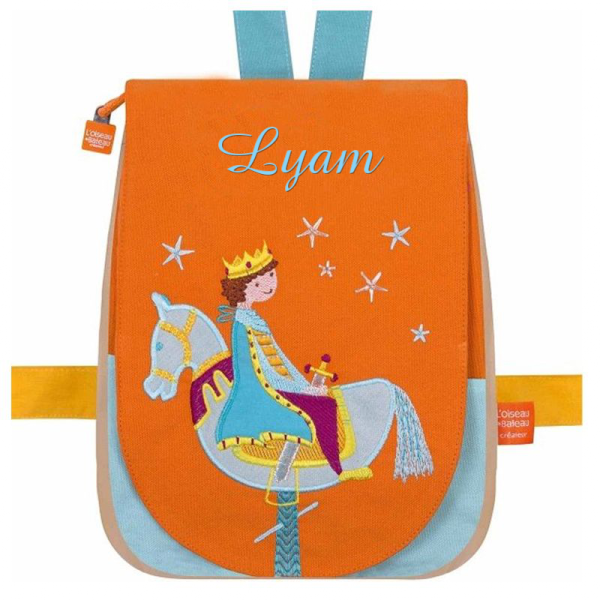 Kinder rugzak borduren met naam - Prins en paard