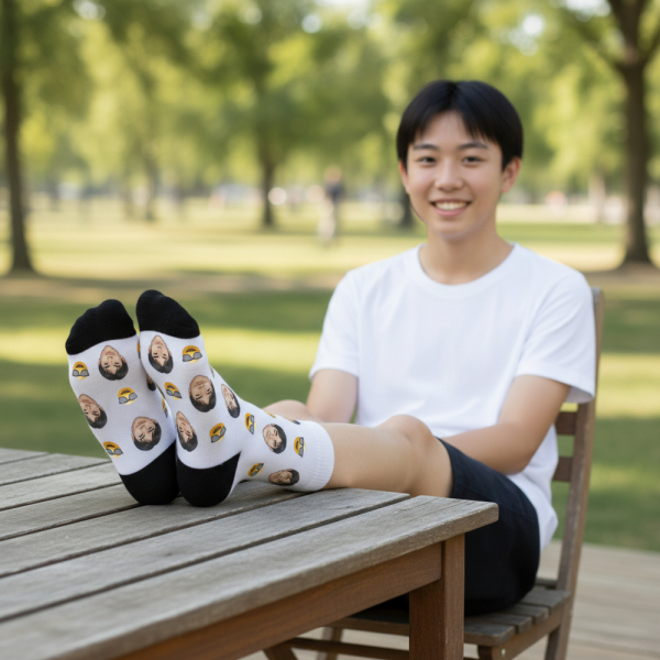 Gepersonaliseerde sokken met ge&iuml;llustreerde gezichten