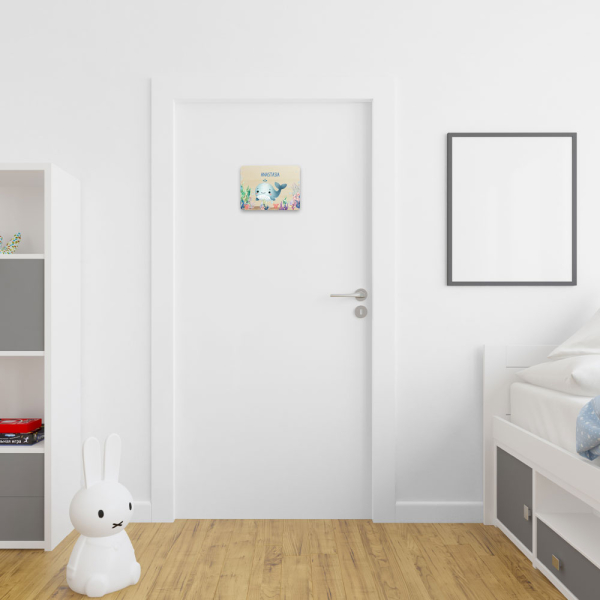 Houten deurbordje voor kinderkamer - Zeewereld - voorbeeld