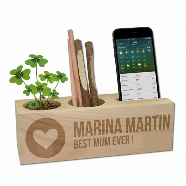 Houten organizer graveren
