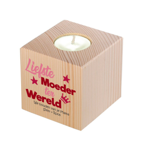 Houten theelichthouder Moederdag Houten theelichthouder Moederdag