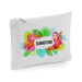 Katoenen tas met rits - Flower Power - grijs