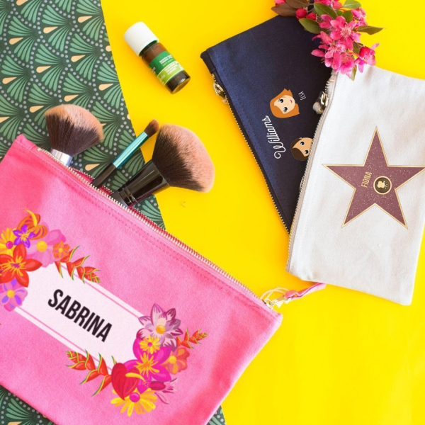 Katoenen tas met rits - Flower Power - voorbeeld