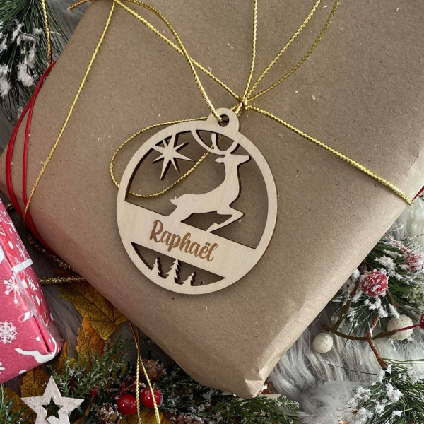 Kerstbal Rendier gegraveerd met een naam