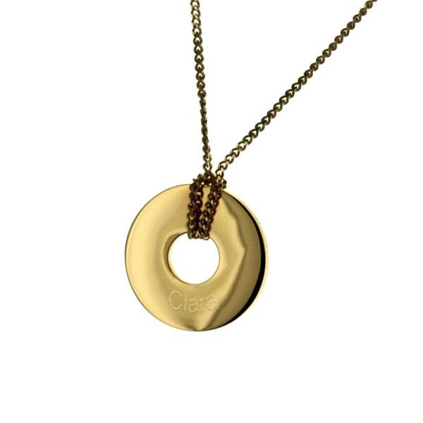 Ketting met muntje hanger personaliseren - goud verguld