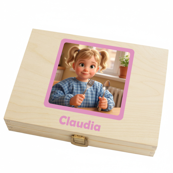 Kinderbestekset met foto in cartoonstijl