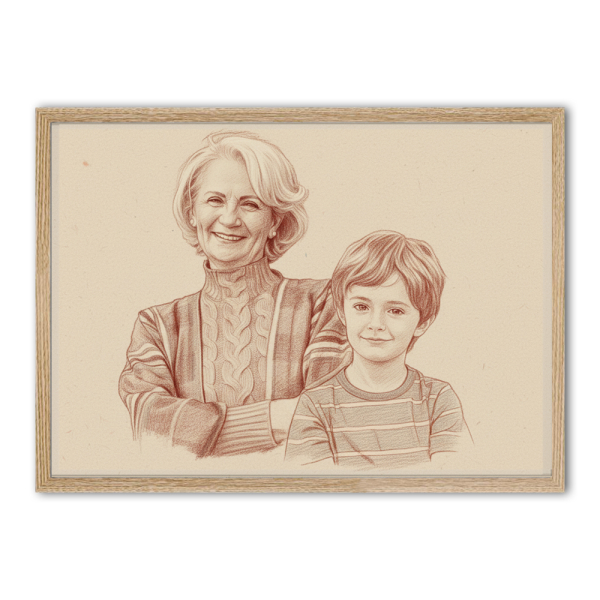 Fotomontage voor een portret in sanguinestijl