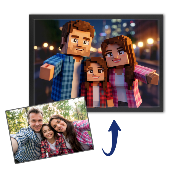 Portret in pixel-videospelstijl