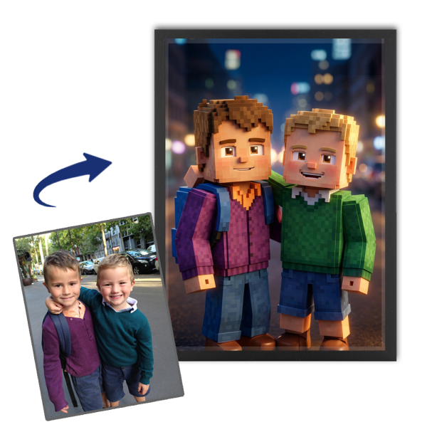 Portret in pixel-videospelstijl