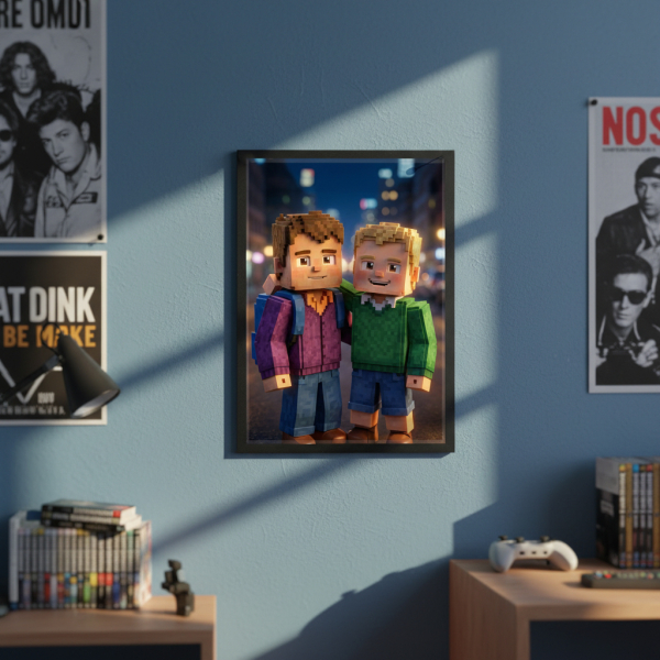 Portret in pixel-videospelstijl