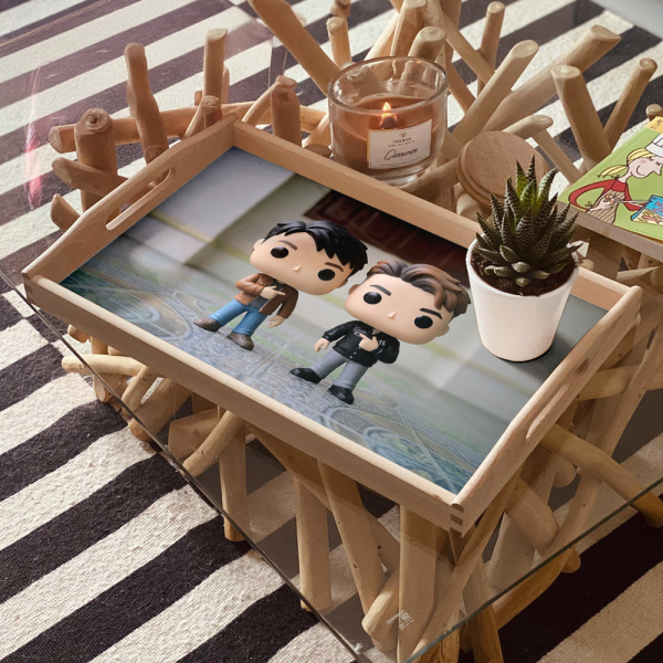 Portret van een gestileerd vinylfiguur op basis van een foto