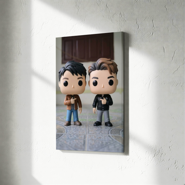 Portret van een gestileerd vinylfiguur op basis van een foto