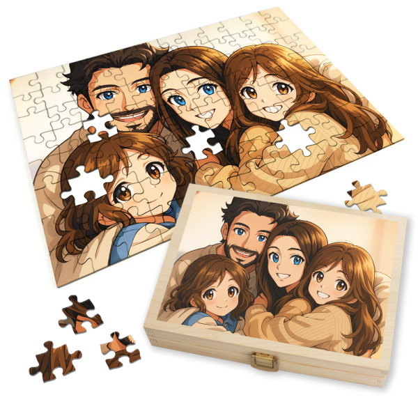 Puzzel van een foto omgezet in manga