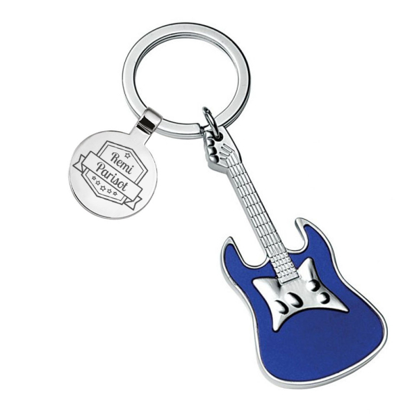 Sleutelhanger gitaar gegraveerd-blauw