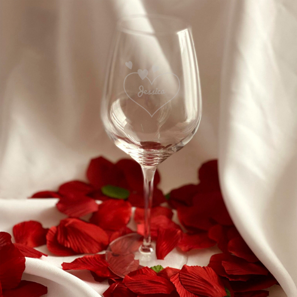 Wijnglas gegraveerd liefde
