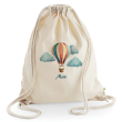 Trekkoord tas met naam en luchtballon