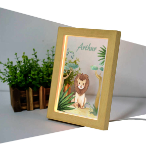 Houten LED-frame bedrukt met Jungle diertjes