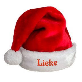 Kerstmuts borduren - rood pluche