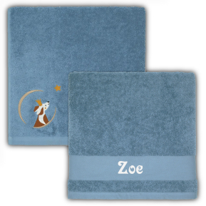 Gepersonaliseerde kinderhanddoek 70 x 140 cm - Hond Vergeet-mij-niet Gepersonaliseerde kinderhanddoek 70 x 140 cm - Hond Vergeet-mij-niet