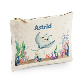 Katoenen tasje met print zeewereld 