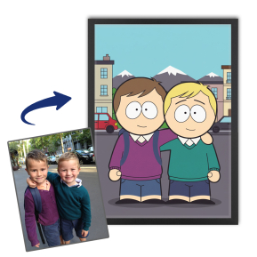 Caricatuur in eigenzinnige cartoonstijl naar een foto