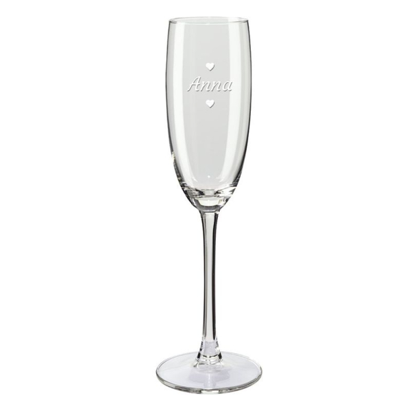 Champagneglas met verticale hartjes